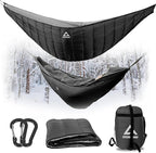 Hammock Underquilt for Camping Hammock - Black - Full Length Camping Quilt for Lightweight Soft Warm 3-4 Seasons 41-68°F, for Hiking Backpacking Traveling Beach (Hold Up to 500lbs)