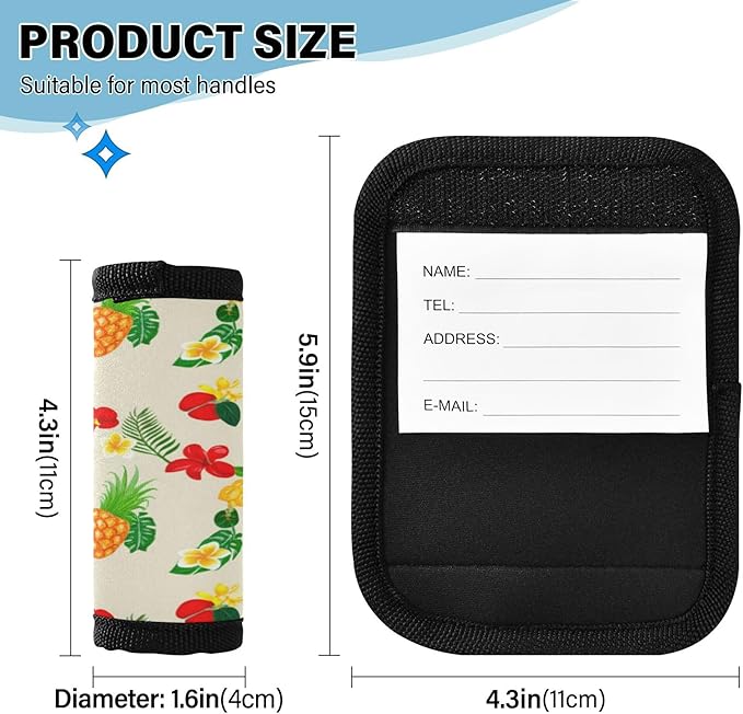 4 Pack Food Luggage Handle Wrap, Detachable Luggage Tag, Neoprene Suitcase Wrap with Comfort Grip & Bright Identifier for Suitcase, Travel Bag, Sports Bag