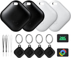 Air Tag for Android, Tags-4 Pack Tracker with 4 Case, Works via Google Find Hub App, Android Tracker Tags, Item Finder for Key, Backpack, Travel and Commute, 2 Black, 2 White (NOT for iOS)