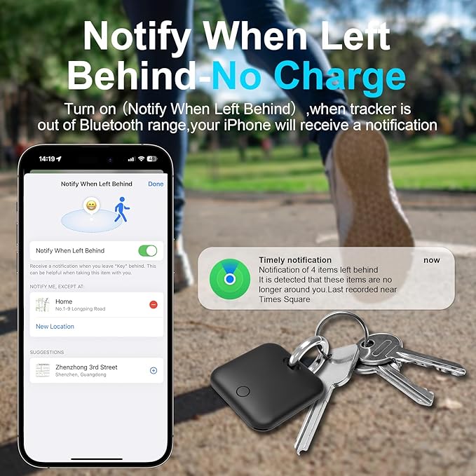 Smart Tracker Tags-4 Pack(iOS Only) Compatible with Apple with 2 Batteries,Replaceable Battery,Bluetooth Luggage Smart GPS Tag Works with Apple Find My APP,Item Finders for Dog/Key/Luggage