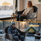 Colorsoul Oversized Heated Camping Chairs Heavy Duty, Fully Thick Padded Heated Chairs for Outdoor Sports, Heated Folding Chair for Adults Support 450lbs, 3 Heat Levels, Battery NOT Included