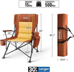 Oversized Folding Camping Chairs for Adults Heavy Duty, Support 500lbs Big and Tall High Back Camping Chairs for Heavy People Padded Lawn Chairs Camp Chairs for Indoor,Beach,Camp,Lawn,Outdoor,Brown