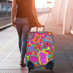 Travel Luggage Cover Suitcase Protector, Peace Sign Psychedelics Trippy Washable Elastic Stretch Anti-scratch Travel Suitcase Sleeve with Concealed Zipper for Wheeled Suitcase Fits 22-24 Inch Luggage