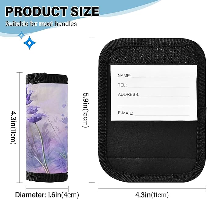Qilmy Water Painting Wildflowers Luggage Handle Wrap 4Pack Luggage Identifiers Tag Comfort Handle Grips Cover for Stroller Suitcase Bag Airplane Travel Accessories798