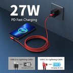 USB C to Lightning Cable 6FT, 90 Degree iPhone Charger Cables [Apple MFi Certified] 3Pack Fast Charging Cord Nylon Braided USB C Lightning Cable Compatible with iPhone 14/13/12/11/Pro Max/Plus/8/7-Red