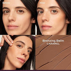 Subtl 3-in-1 Makeup Stack – Cream Bronzer, Powder Highlighter & Lip Glaze for On-the-Go Touch Ups – Lightweight, Travel-Friendly, Blendable Balm (Light/Caramel)
