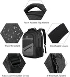 MATEIN Extra Large 50 L Travel Laptop Backpack, Water Resistant Work Computer Backpack with Anti Theft Pocket, TSA Friendly Business Daypack with Multiple Organizer Pockets for Men, Black Grey