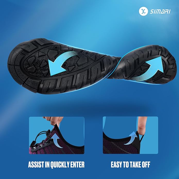 SIMARI Water Shoes for Women Men - Barefoot Quick-Dry Aqua Socks | Lightweight Swim Shoes for Surfing, Swimming, Beach Sports, Kayaking, Diving | Non-Slip Design