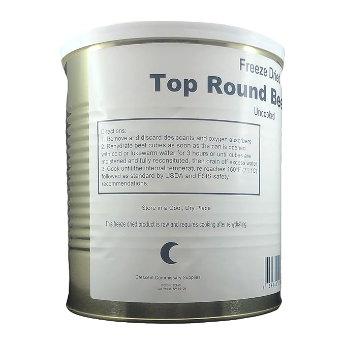 Military Surplus Freeze-Dried Top Round Beef Cubes – 16 oz, Uncooked – #10 Can – Long-Term Emergency Survival Food, Hunting, Camping, Backpacking & Prepper Supply – 25+ Year Shelf Life – Made in USA – Easy to Prepare