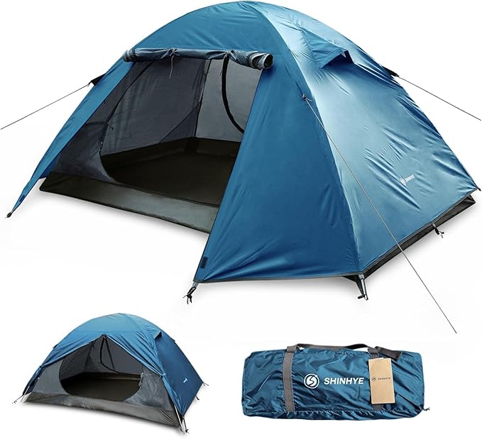 Backpacking Tent for Camping 2 Person Hiking Ultralight Tent for Waterproof Windproof Outdoor Two Doors Tents Easy Quick Setup Lightweight Instant Tents (Blue, 2 Person)