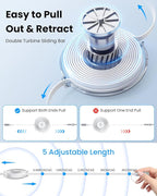 100W Multi USB Charging Cable, 6-in-1 Retractable USB C/Lightning/Micro Multi Charger Cords for iPhones, iPads, MacBook, Tablets, Galaxy, Note & More - 4Ft/1.2M 5A Fast Charging, Portable, White