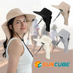 SUN CUBE Wide Brim Sun Hat with Neck Flap, UPF50+ Hiking Safari Fishing Hat for Men Women, Sun Protection Beach Hat