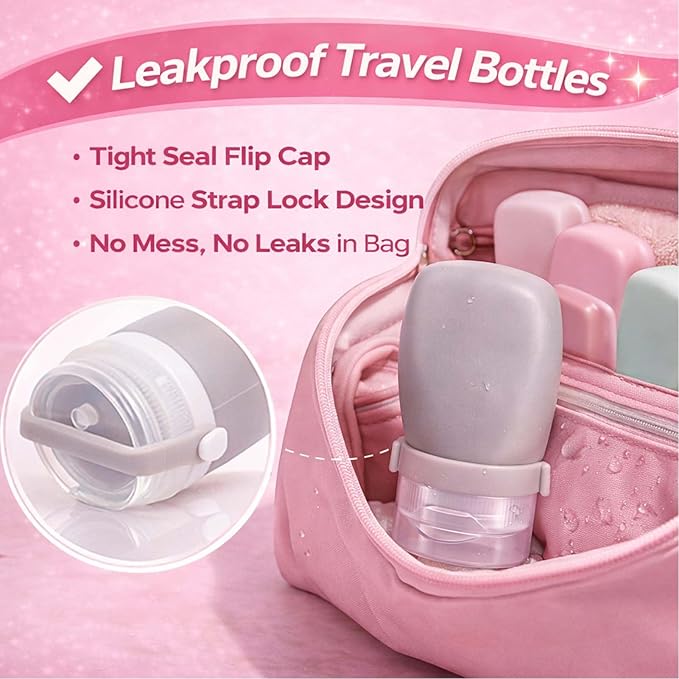 1 oz Silicone Travel Bottles, Leakproof Squeeze Bottle Mini Travel Size Container for Toiletries Lotion Shampoo and Conditioner Liquid Salad Dressing to go Condiment, TSA Approved, 4 Pack