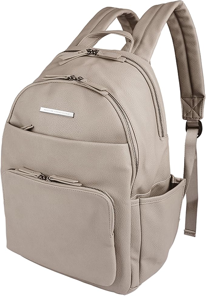 Kenneth Cole REACTION Marley Vegan Pebble Leather Backpack, Taupe, 15" Laptop