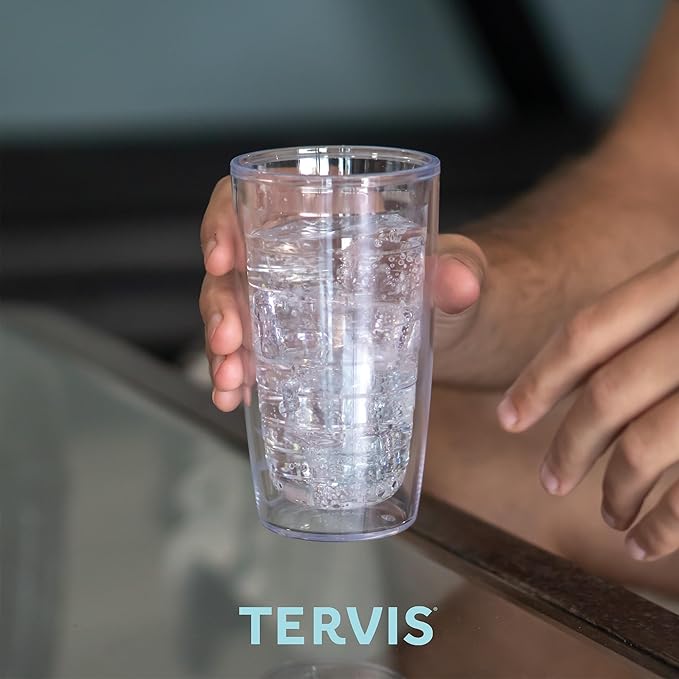 Tervis Clear & Colorful Tabletop Made in USA Double Walled Insulated Tumbler Travel Cup Keeps Drinks Cold & Hot, 16oz, Quartz