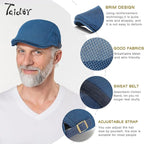2 Pack Men's Mesh Cap Breathable Summer Newsboy Hat Adjustable Beret Ivy Cap Irish Cabbie Driving Hunting Hats