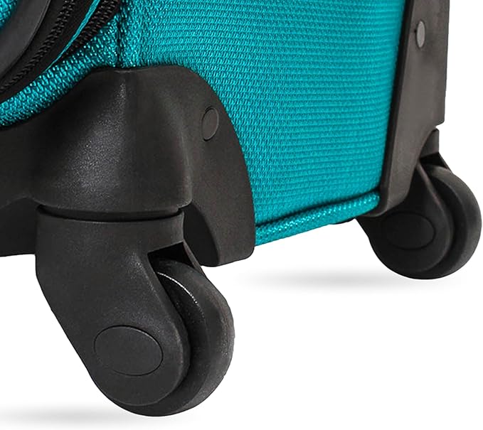 SwissGear Sion Softside Expandable Luggage – Medium Checked Suitcase with 360 Degree Wheels & Retractable Handle – 25 Inch, Perfect for 1-7 Night Trips – Teal