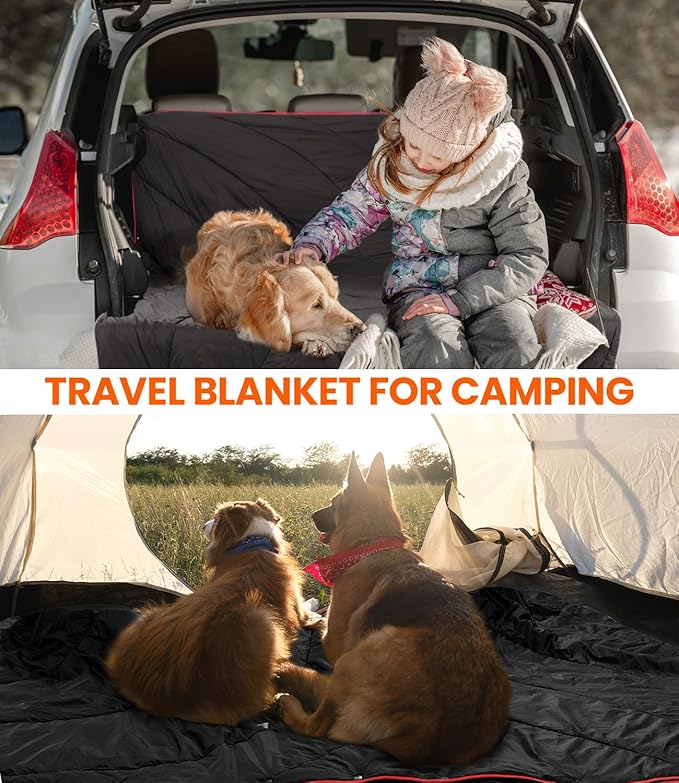 Outdoor Puffy Camping Blanket, Lightweight Down Alternative Puffy Waterproof Stadium Blanket with Portable Bag, Lightweight Camping Blanket for 2 People, Cold Weather, Sports, Travel, Car, 79*54 inch
