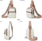 3L SMALL Sling Bag Fanny Packs For Women Men Mini Crossbody Chest Belt Travel Bag Purse Handbag Faux Leather Fashion Cute Beige