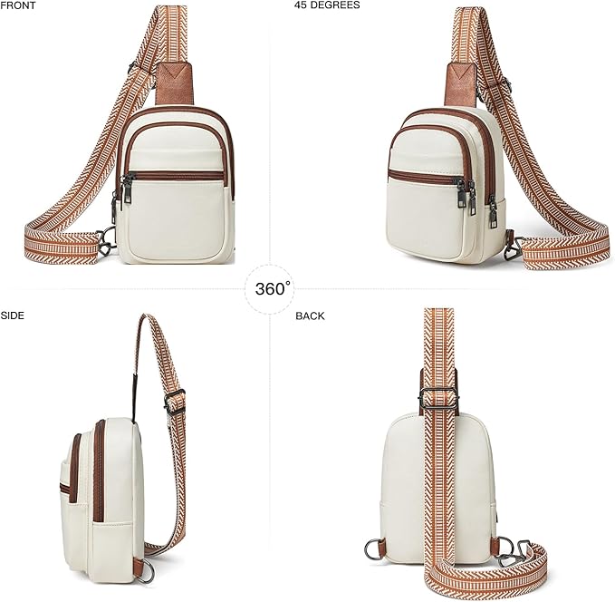 3L SMALL Sling Bag Fanny Packs For Women Men Mini Crossbody Chest Belt Travel Bag Purse Handbag Faux Leather Fashion Cute Beige