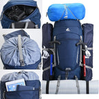 Bseash 60L Waterproof Hiking Camping Backpack with Rain Cover, Lightweight Outdoor Sport Travel Daypack for Climbing Touring (Blue)