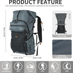 Hiking Backpack for Men and Women, 30L Waterproof Camping Backpack with 3L Water Bladder and Rain Cover, Lightweight Outdoor Sport Travel Daypack Rucksack for Climbing Cycling (Dark gray)