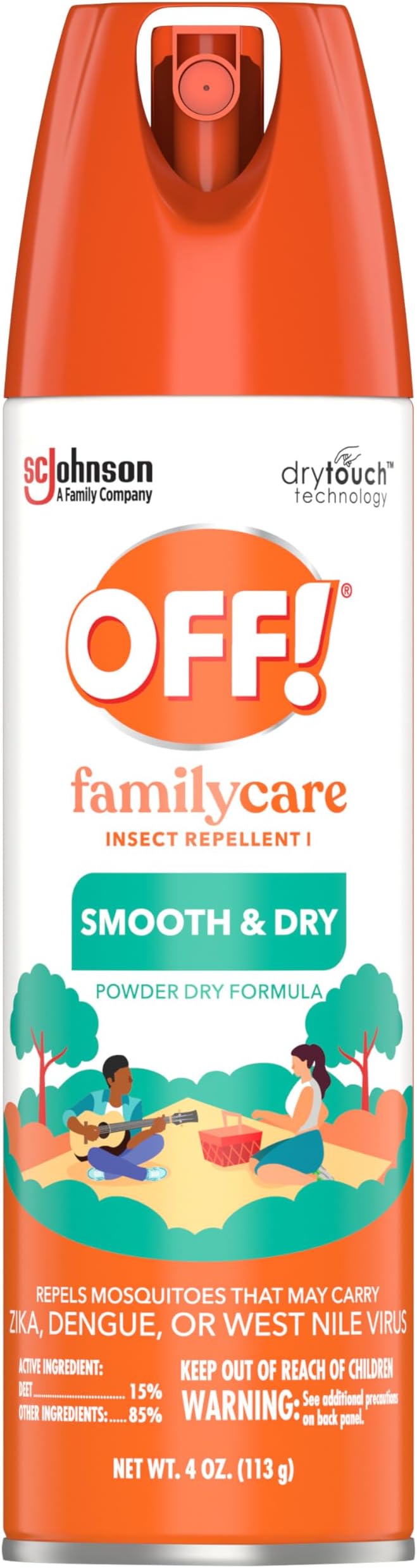 OFF! FamilyCare Insect & Mosquito Repellent Aerosol, Smooth and Dry Formula Bug Spray, Provides up to 6 Hours of Protection, 4 oz