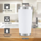 20 oz Tumblers Bulk Stainless Steel Tumbler with Lid Double Wall Vacuum Insulated Coffee Mug 20oz Powder Coated Cup for Hot and Cold Drinks, White, 6 pack
