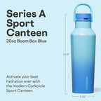 Corkcicle Sport Canteen - Keeps Drinks Cold 25 Hours - Stainless Steel Water Bottle - Triple-Insulated - Spill-Proof - Summer Drinkware Gift - Keeps Drinks Ice Cold - 20 oz - Boom Box Blue