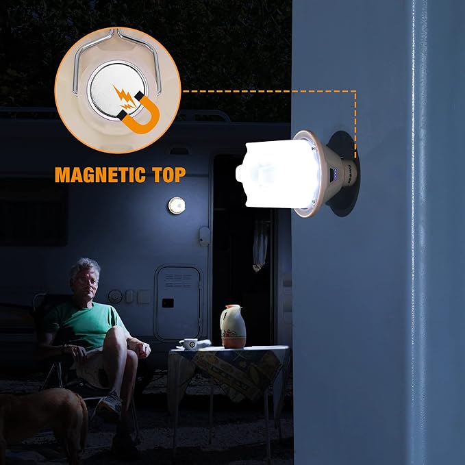 EverBrite 450LM Camping Lantern, USB C Rechargeable Camping Lantern with Magnetic Top&Hanging Hook, 5 Lighting Modes, for Christmas Decorations, Camping, Barbecue, Hiking and Reading, Pack of 2