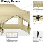 COBIZI 10x20 Pop up Canopy Tent 10x20 Canopy with 6 Sidewalls Waterproof Heavy Duty Gazebo Commercial Canopy Tent for Parties Outdoor Gazebo, Carry Bag with Wheel(10x20ft, Khaki)