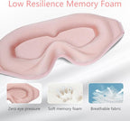 Sleep Mask 3D Eye Mask for Sleeping 100% Light Blocking Eye Covers with Adjustable Strap Night Blindfold for Women Memory Foam Pink