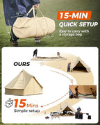 KingCamp Canvas Bell Yurt Tents, 4 Seasons Large Waterproof & Windproof Luxury Glamping Tent w/Stove Jack for Family Outdoor Camping, Hunting, Parties