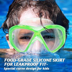 Kids Swim Goggles Snorkel Diving Mask for Boys Girls Ages 5-15, Two-Color Anti-Fog Swimming Goggles with Nose Cover