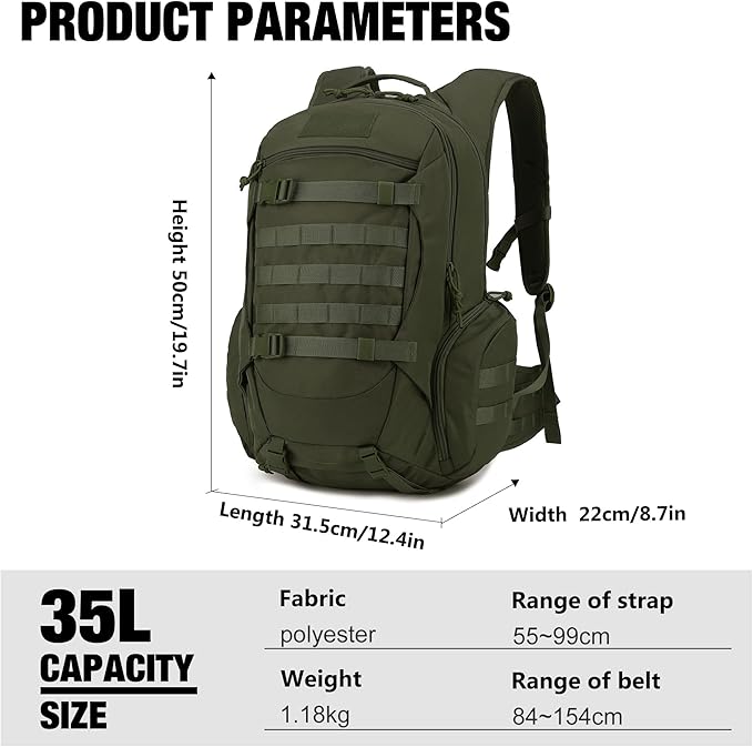 Mardingtop 35L Tactical Backpacks Molle Hiking daypacks for Camping Hiking Military Traveling Motorcycle