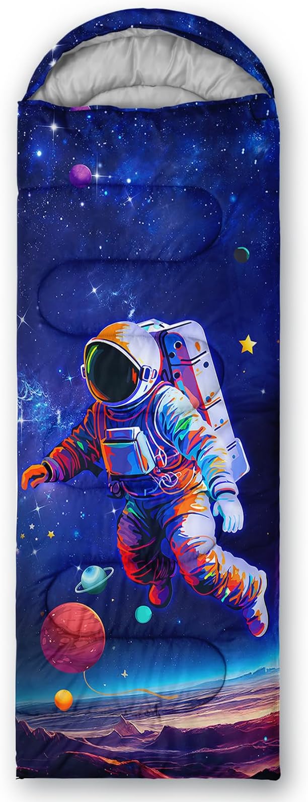 Axolotl Gamepad Sleeping Bag,3 Season Warm and Cool Weather Game Console Sleeping Bag for Boys Teens,Waterproof Lightweight Geometry Hexagonal Sleeping Bag for Traveling,Outdoors Camping,Blue,Black