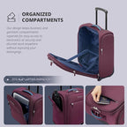 Verage Carry On Underseat Luggage with 2 Wheels & USB Port, 16 Inch Wheeled Spinner Bag Carry-on Luggages for Airlines, Lightweight Suitcase Men Women, Pilots and Crew (Upgrade-16-Inch)