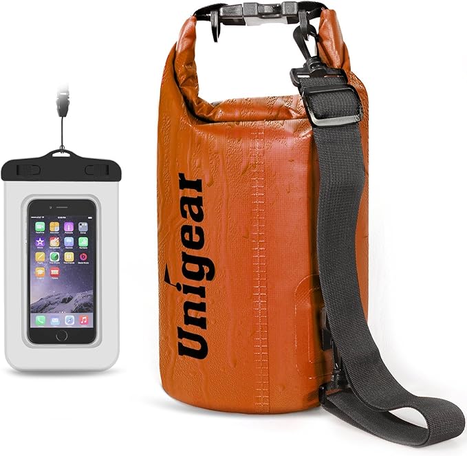 Unigear Dry Bag Waterproof, 2L/5L/10L/20L/30L/40L Floating and Lightweight Bags for Kayaking, Boating, Fishing, Swimming and Camping with Waterproof Phone Case