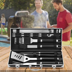 Grilljoy BBQ Accessories Grill Tools Set - 22PCS Stainless Steel Barbecue Grill Accessories for Outdoor Grill with Black Aluminum Case - Grilling Gifts for Men Dad -Grill Tools Kit