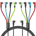 Travel Essentials USB C Multi Charging Cable 2Pack 5FT, Right Angle 4 in 1 Charging Cable, USB Cable Phone Charger with IP/Type C/Type C/Micro Port, Compatible with Most Cell Phones/Tablets and More