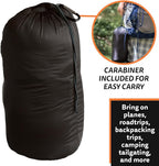 Ripstop Outdoor Camping Pillow 3-in-1, Versatile Lightweight Nylon Waterproof Stadium Blanket, Ultralight Backpacking Essentials, Travel Set - Black and Orange