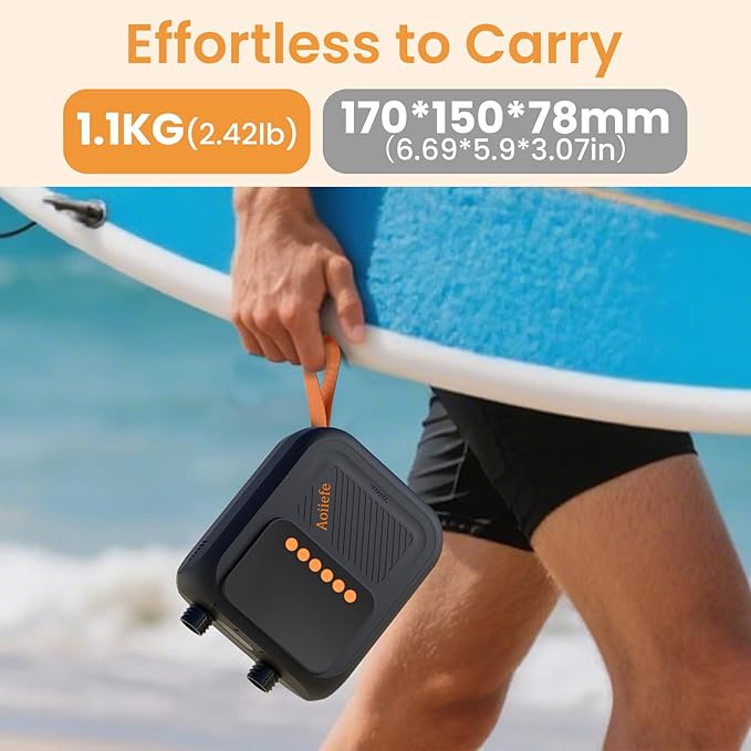 Electric Paddle Board Pump, 20PSI SUP pump for Paddleboard,Dual Stage Inflation&Deflation, Auto-Off and 12V DC connector for Stand-Up Paddle Boards, Kayaks, Boats & Inflatables