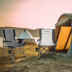 Camping Chair Folding Portable Lawn Chair 2 Pack Comfortable Hard Arm Sturdy for Family Camp, Outdoor, Sports, Beach, Travel, Beige, Supports 300 lbs