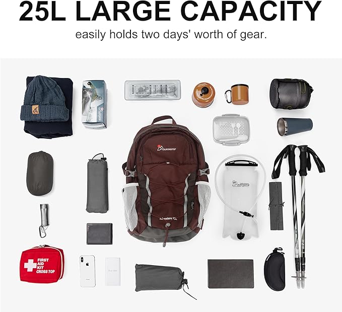 MOUNTAINTOP Hiking Backpack,Lightweight Travel Backpack for Men Women Outdoor Backpacking, Camping