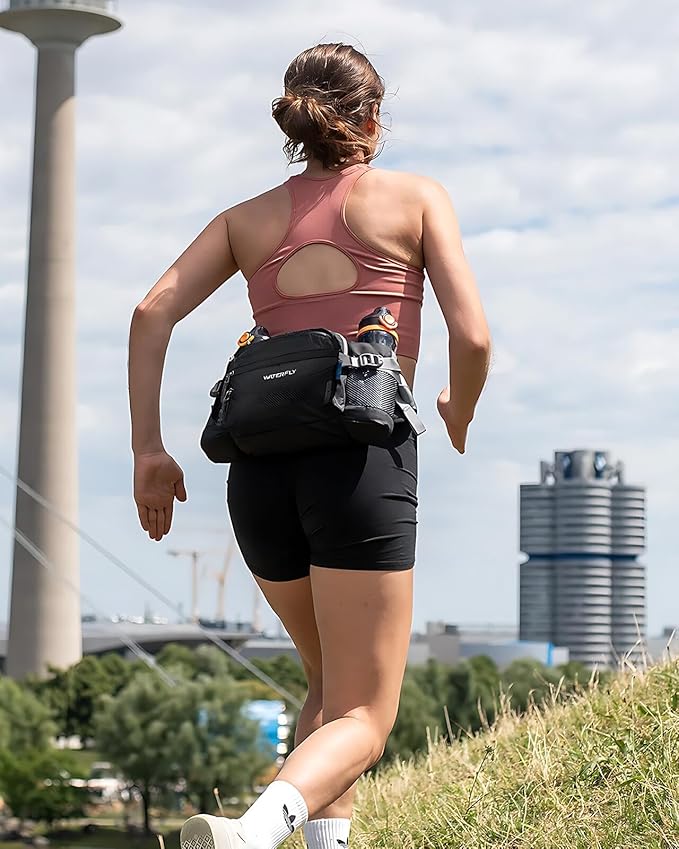 WATERFLY Fanny Pack Waist Bag: Waist Pack for Women Men with Two Water Bottle Holder Hiking Fanny Pack for Running Walking DogWalking Travel Cycling