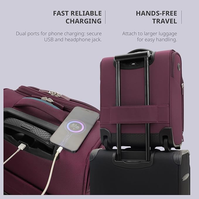Verage Carry On Underseat Luggage with 2 Wheels & USB Port, 16 Inch Wheeled Spinner Bag Carry-on Luggages for Airlines, Lightweight Suitcase Men Women, Pilots and Crew (Upgrade-16-Inch)