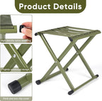 Folding Stool Heavy Duty Camping Stool Outdoor Portable Chair, 440lbs Heavy Duty Portable Folding Stool, Suitable for Camping, Outdoor Hiking, Outdoor Fishing, Picnicking,BBQ
