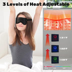 Silk Cordless Heated Eye Mask for Dry Eyes, Light Blocking Warm Eye Compress, Improved Sleep, with 3 Heat Settings, Washable Heating Pad for Migraine, Travel, Rechargeable, Men Women