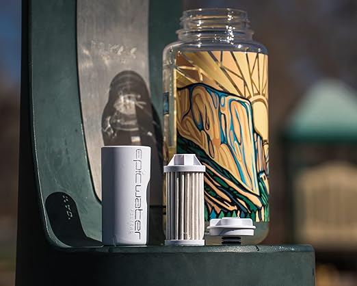 Epic Water Filters Nalgene OG Water Bottle with Filter, USA Made, BPA Free, Removes 99.99% Tap Water Contaminants, Forever Chemicals, Honnold Foundation Art, 32 oz