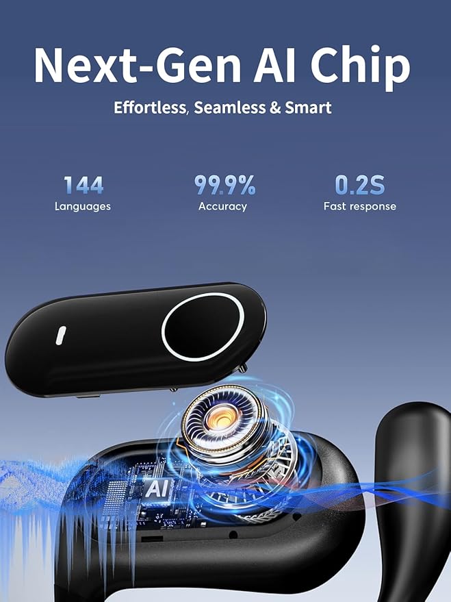 144 Languages AI Translation Earbuds, Bluetooth 5.4 Headphones Translator, 4-in-1 Smart Mode Touch Screen Real-Time Earphones Fit iOS and Android Devices, Ideal for Travel, Business, Learning